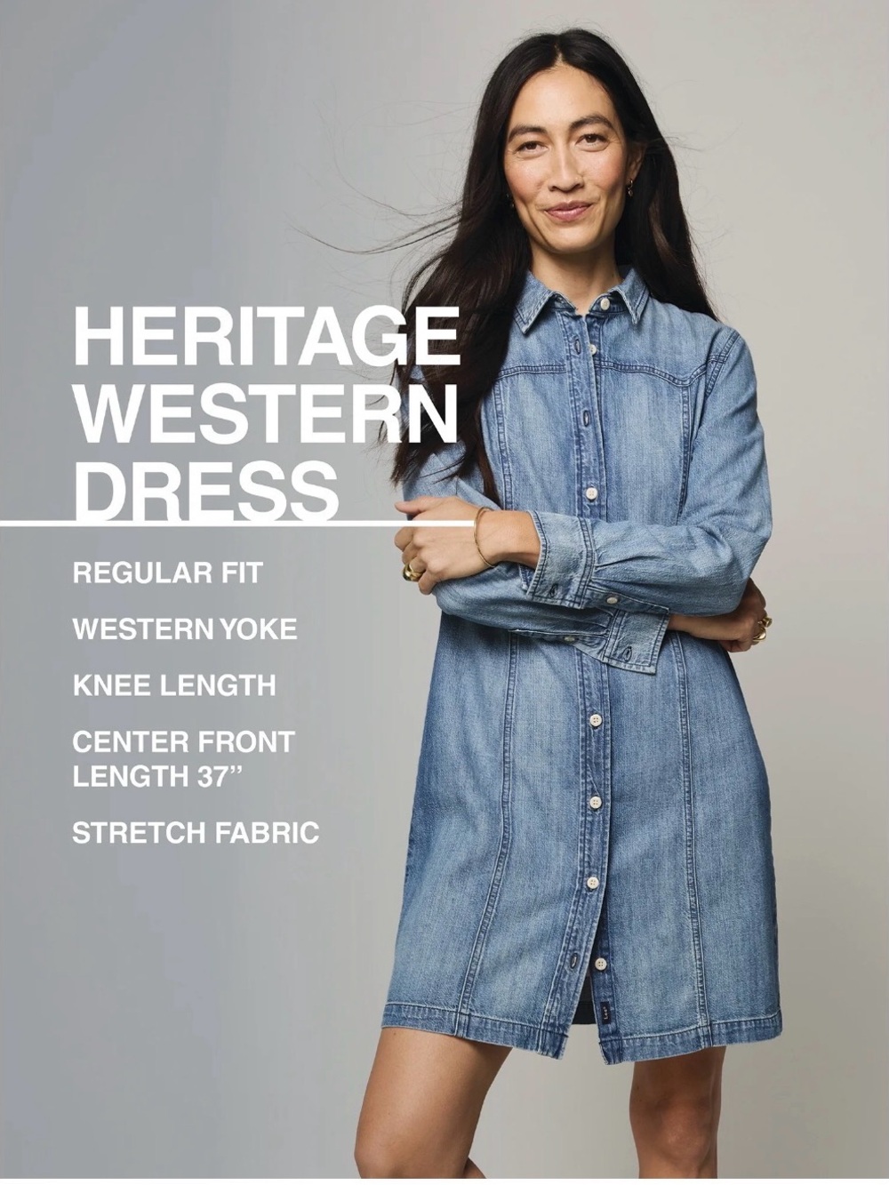 Lee Denim Western Shirt Dress Long Sleeve Knee Length Medium Wash Women S NEW